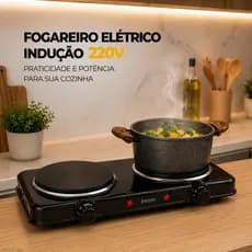 Fogão Indução Elétrico 1 ou 2 Bocas Cozinhar Mesa Aquecimento Rápido Ferro Fundido Aquecer Panelas 220V Portátil - Preta