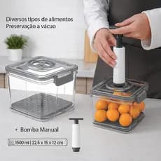 Pote Hermético a Vácuo com Bomba Manual para Cozinha Conserva Alimentos Anti - Umidade