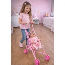 Carrinho Boneca Infantil Dobrável Passeio Brinquedo Menina Transporte Leve Portátil Compacto Diversão Presente Criança