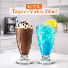 KIT Taças Vidro 310ml com 2, 4, 6, 8, Unidades Bebidas sobremesas Mlk Shake Drink Suco Água Elegante Resistente