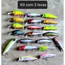 Variedade Da Pesca Com 3 Iscas Artificiais Meia Água Variadas 7,5 Cm a 10 Cm e 8 a 12 Gramas