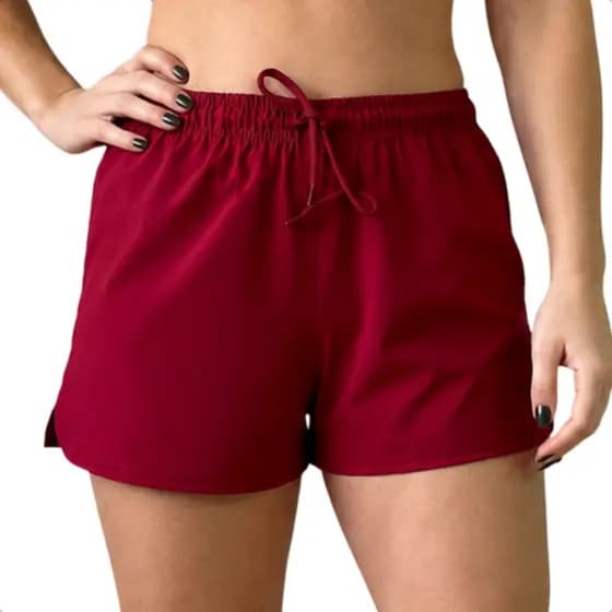 Shorts Feminino Vermelho Bordo DRY FIT Esporte Símbolo Refletivo Alta Qualidade - Academia e Verão