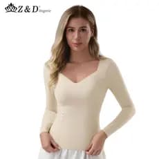 Blusa Térmica Feminina Segunda Pele Sem Costura  Ultrafina Com Bojo Fixo Tecnologia de Compressão 2288