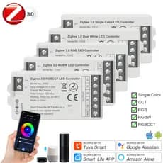 Controlador Inteligente de LED Tuya Zigbee 12~24V Dimmer para Suporta Controle por Voz