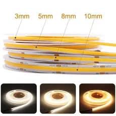 COB Fita de LED 5 Metros Flexível 12V 24V Branco Quente Branco Frio Branco Natural