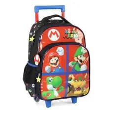 Mochila Escolar Infantil Mario Bros & Luigi com Rodinha