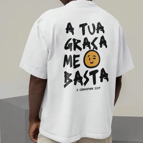 Camiseta Básica 100% Algodão Moda Religiosa A Tua Graça Me Basta Gospel