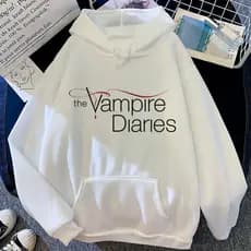 Casaco de Moletom Vintage Vampire Diaries Série Blusa Flanelado Lançamento Inverno