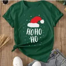 Camiseta Blusa T-shirt Feminina 100% Algodão Feliz Natal Papai Noel Lançamento