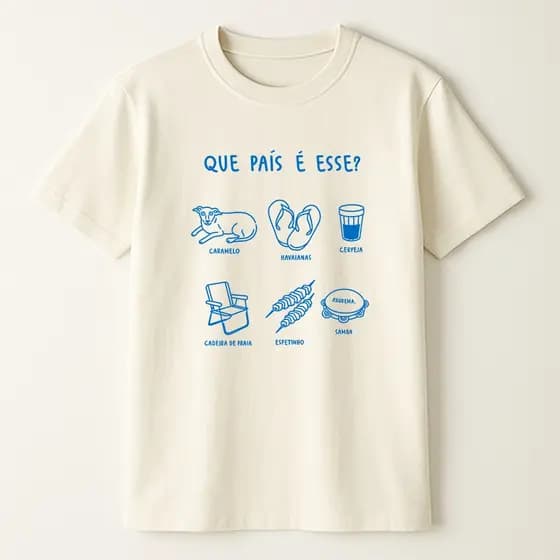 Camiseta Unissex Que País é Esse Brasil Camisa Estampada Emojis Lançamento