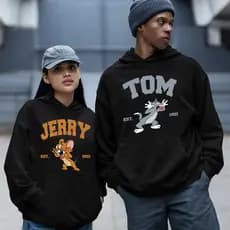 Kit Casal 2 Blusa Moletom Canguru Unissex Tom e Jerry Desenho Lançamento