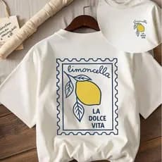 Camiseta Casual Feminina Lemon La Dolce Vita Limão T-Shirt 100% Algodão