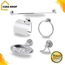 Kit stander para banheiro 5 peças completo luxo aço inox metal