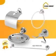 Kit stander para banheiro 5 peças completo luxo aço inox metal