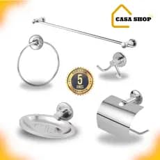 Kit stander para banheiro 5 peças completo luxo aço inox metal