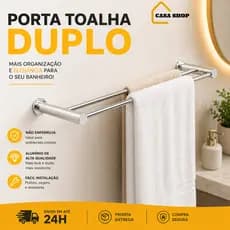 Porta Toalha Duplo para Banheiro – Alumínio Premium, Mais Organização e Durabilidade