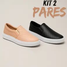 Kit 2 Pares Tênis Feminino Sapatênis Confortável para o Dia a Dia com Elástico