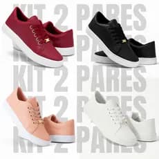 Kit 2 Pares Tênis Casual Feminino Confortável e Estiloso - Lançamento