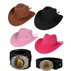 Kit Country Infantil Cinto Fivela + Chapéu Cowboy Sertanejo Cavalgada Escola Rodeio Festa Junina