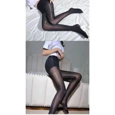 Meia-Calça 80D Preto Meias Femininas De Cetim Brilhante Com Pe 2025 NOVA Meia