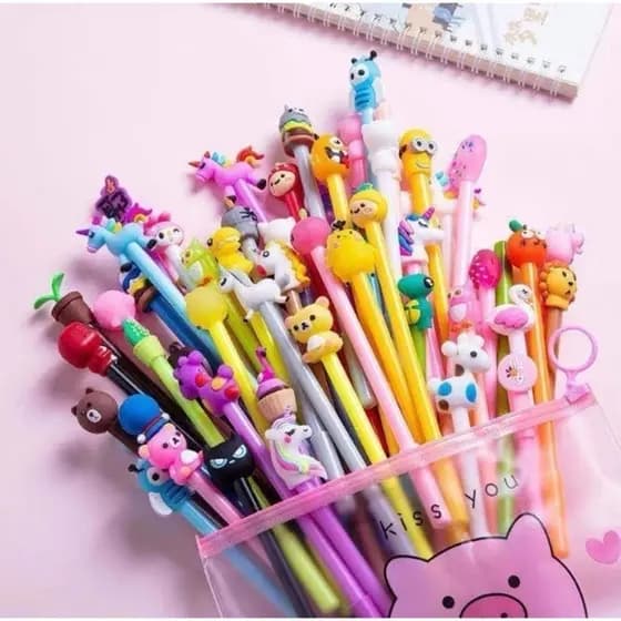 (Temdetudoss)Oferta especial Kit 12 unidades Caneta fofa Criativa Gel Bichinhos Personagens Animadas Kawaii  12 modelos diferentes Baratinha