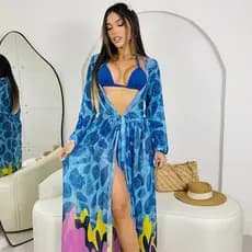 Vestido Longo Saida de Praia Tule Edição de Luxo