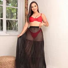 Saída de Praia Saia Longa em Tule Moda Praia