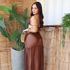 Saída de Praia Feminina Elegante - Premium | Saia Pareô Longa Tule | Tendência Moda Verão