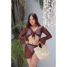 Saída De Praia Feminino Manga Longa Elegante - Premium