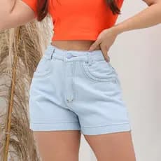 Lukasjeans 910 shorts Feminino com bolsas sem rascada lisa Shorts jeans feminino com bolso lisa sem rascada short jeans