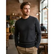 Blusa Suéter Masculina de Frio | Suéter de Tricô | Pulover de Tricot Inverno Manga Longa Gola Alta