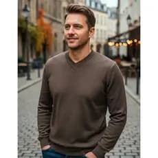 Blusa Suéter Masculina de Frio | Suéter Masculino | Pullover de Tricot Inverno Manga Longa Gola V