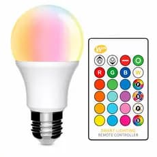 Lâmpada LED RGBW E27 Bivolt 5W/7W Com Controle Remoto 16 Cores Para Decoração