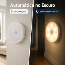 Kit 2 Luminárias Recarregável LED com Sensor de Presença Luz Bicolor