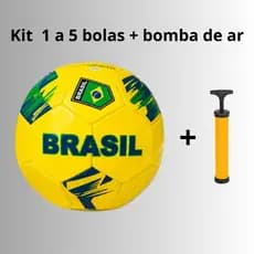 Bola Futebol Amarela Numero 5 + Bomba de ar Kits 1 a 5 Bolas + Bomba Seleção Brasileira Brasil