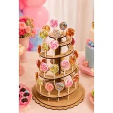 Suporte para Pirulitos Espiral Mdf Provençal Cru-Decoração e Enfeites para Festa
