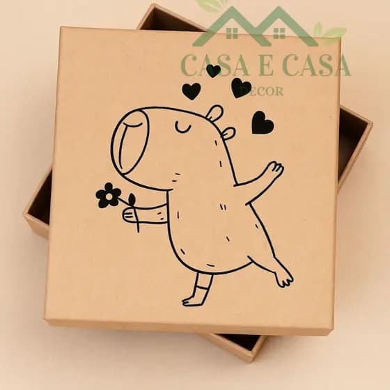Caixa de MDF com Capivara Fofa – Ideal para Presentes e Lembrancinhas – 20x20x10 cm
