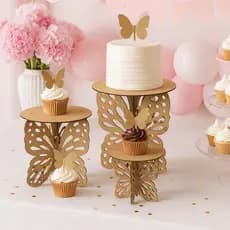 Decoração Borboleta Desmontáveis – Suportes para Bolos e Doces Mdf Cru P-M-G