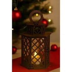 Luminaria Porta Velas Decorada em Mdf Decoração Natalina Kit 3 Peças