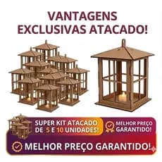 Luminarias Grande 21cm Kit Atacado 5-10 Unidades- Enfeite de Mesa- Porta Velas em Mdf