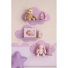 Kit 3 Nichos Modelo Nuvem Prateleira Decoração Quarto de Bebê Mdf cru e Decorado