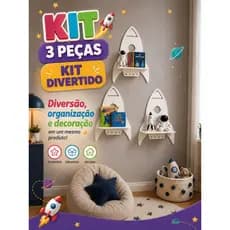 Kit 3 Prateleiras Foguete-Decoração Infantil- Prateleira Moderna Decorativa Mdf