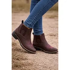 Botina Feminina Country Texana Cano Curto Elástico Boiadeira Bordado Western  Agro Rodeio