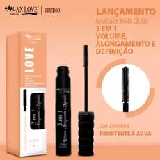 Máscara para Cílios 3 em 1 Volume, Alongamento e Definição Max Love 4g