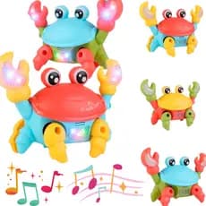 Caranguejo Fujão Musical Interativo com Luzes e Movimentos - Brinquedo Colorido a Pilha