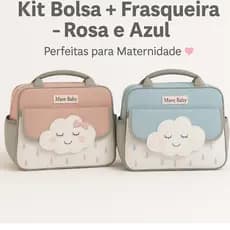 Kit Bolsa + Frasqueira Maternidade Nuvem Fofa | Enxoval, Passeio e Saída do Bebê – Rosa e Azul