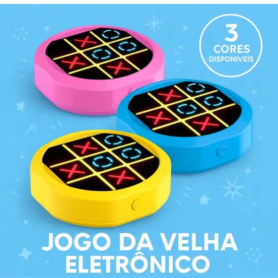 Jogo Da Velha Eletrônico 3 Em 1 Compacto Portátil Educativo