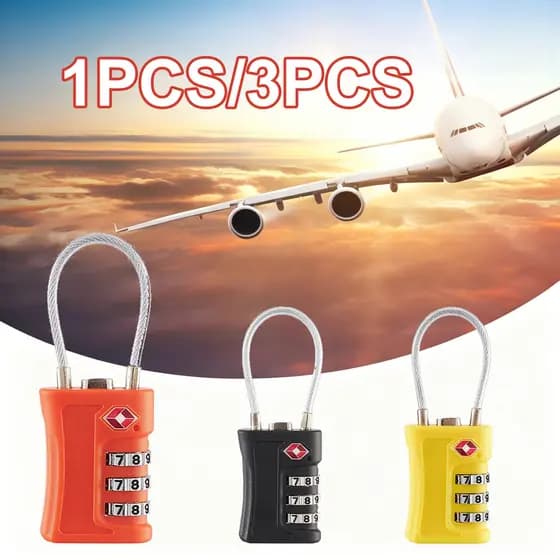 1PCS/3PCS Cadeado TSA com cabo e combinação para mala de viagem e mochila para aeroporto.