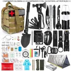 Kit Sobrevivência e Primeiros Socorros 42 Peças com Bolsa Molle para Acampamento