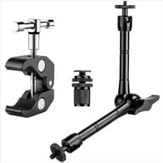Braço Flexível Ajustável de 28 cm, Grampo e Rosca Universal para Iluminação LED, Microfone, Flash e Monitor